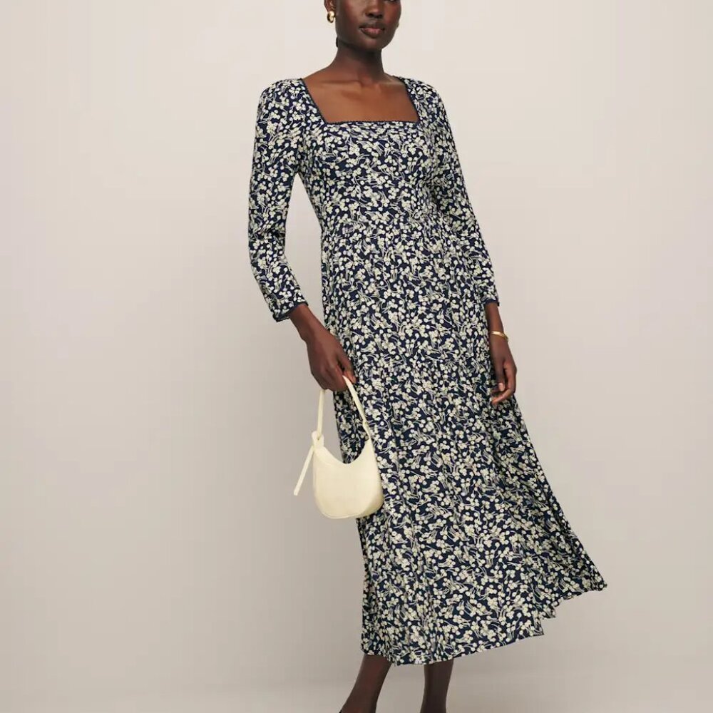 Reformation Chaylyn Dress Loulou Navy Floral Size 6